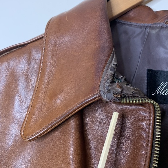 Mark Cross | 1950’s Vintage Brown Leather Brass Full Zip Flight Bomber Jacket 42 - Picture 6 of 17